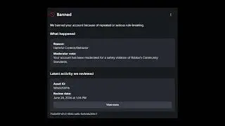ROBLOX Just Randomly Permanently Banned Me....