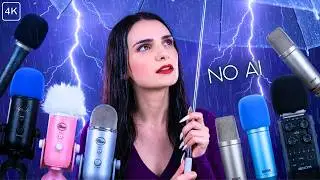 ASMR Mic Scratching with Rain Sounds ☔ 40 DIFFERENT MICS & NAIL SHAPES! 😲 No Talking for Sleep 😴 4K