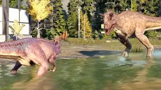 Canivore Dinosaurs In Isla Nubla Island Fighting - Jurassic World Evolution 2