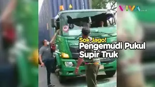 AROGAN! Pengemudi Pajero Memukul Supir Truk Dengan Tongkat