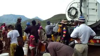 A water truck delivered water from Maseru and villagers went crazy