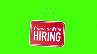 We're Hiring web banner. Megaphone With We are Hiring Speech on green background. Motion graphics.