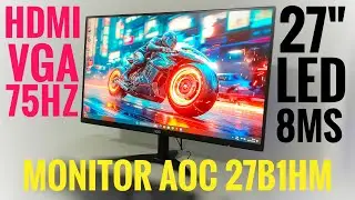 Monitor AOC 27" FULL HD HDMI VGA 75hz 8ms | UNBOXING e REVIEW