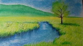 Cómo dibujar un paisaje al pastel paso a paso, dibujo de un paisaje