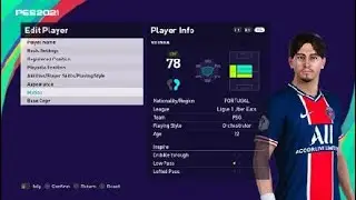 Vitinha face e football pes 2021 psg