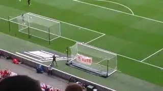 Leo Percovich puts UTB banner on one of the goals