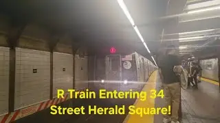 R Train Entering 34 Street Herald Square!