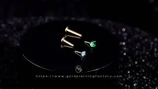 14K Solid Gold Threadless Labret Stud with Aqua Zircon