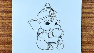 How to Draw Ganpati Ganesh With Modak-Pencil Chitra | Ganesh Chaturthi Drawing | Easy Pencil Drawing