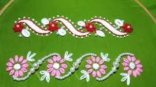 Beautiful Beaded Hand Embroidery with Miss Anjiara Monsur,Beaded Border line,বর্ডার ডিজাইন, नई सीमा