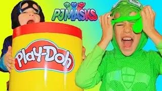 PJ Masks Night Ninja TONS OF STICKY SPLATS! Gekko Gets Sticky Splat From Ninjalinos