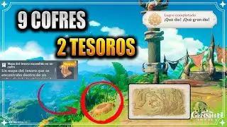 9 cofres. 2 Tesoros. Mapa del tesoro en Sumeru. 60 protogemas. Genshin Impact Sumeru