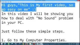 How to fix No Sound problem..!!!!