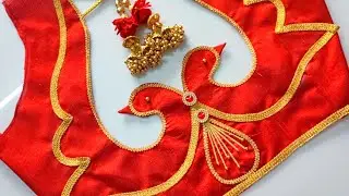 peacock design pach work lace blouse design |