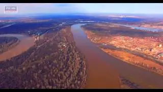 Место слияние рек Белая и Уфа, половодье - 4K
