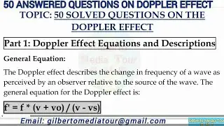 50 Answered/Solved Questions On Doppler Effect and Doppler Effect Equations