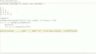 || 70 || Python Pattern Programs - Floyd's Triangle | Printing Floyd's Triangle | Floyd Triangle