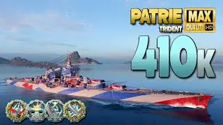 Super-Battleship Patrie: 410k damage drama on map Trident - World of Warships
