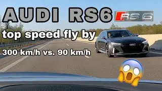 2021 AUDI RS6 top speed fly by on Autobahn 600hp