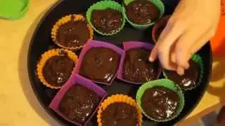 Chocolate cake with a liquid filling 