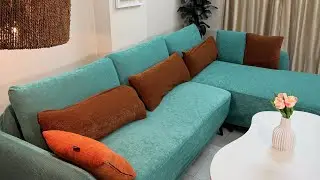 I decorated my living room sofa with a sofa cover💙