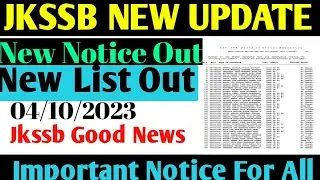 Jkssb New Notice Out Good News October 4, 2023