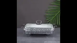 Luxury ceramic silvery chafing dish buffet hot pot food warmer set with glass lid for wedding party