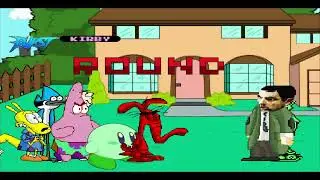 MUGEN Fight - Aardvark, Kirby, Rocko, & Mordecai vs. Mr. Bean, Fido Dido, Patrick Star, & Ed