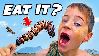 Kids eat GIANT WORMS on Wild Africa Safari Adventure!