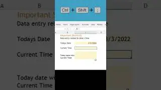 Date and Time Shortcuts in excel