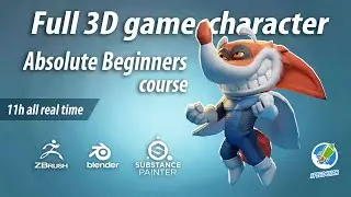 Zbrush-Blender-Substance Painter full 3D character for game Absolute beginners course promo video