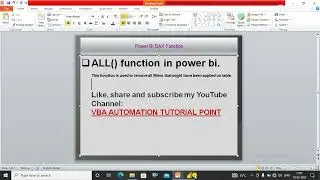 All () Function in Power bi Dax | DAX in Power bi | Power query in Power bi