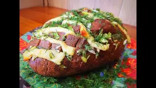 Батон запечённый с сыром и чесноком в духовке!