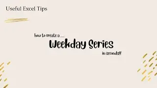 How to create a list of Work Days in seconds! 