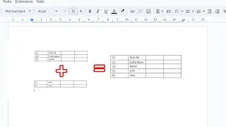 How to merge tables in google docs