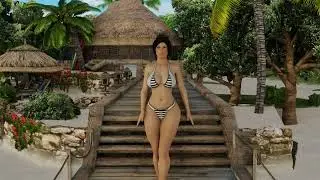 Lara Croft Tomb Raider Bikini walk on the beach