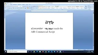 Alexander The Great reads AIR Commercial Script