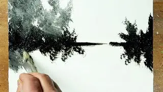 Super Easy Landscape Painting / For Beginners / Blending / Canvas Painting / Abstract Painting 536