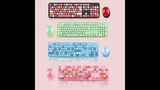 Sweet Wireless Keyboard And Mouse Set Girls Punk Keyboard Office Set