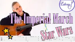 THE IMPERIAL MARCH Fingerstyle Guitar Tutorial with on-screen Tab - Star Wars