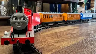 James the Red engine pulls coaches