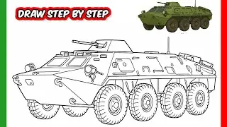 How to Draw a BTR-60 Armored Vehicle Step by Step #BTR60 #howtodraw