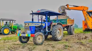 Swaraj 744 FE Tractor with fully loaded trolley - #Swarajtractorpowedr - jcb video - CFV