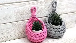 How to Crochet a Hanging Basket (English subtitle)