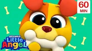 Training My Dog Bingo | Little Angel | 🚌Wheels on the BUS Songs! | 🚌Nursery Rhymes for Kids