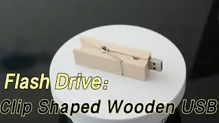 Clip Shaped Wooden USB Flash Drive