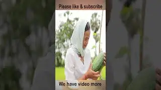 Beautiful girl cooking soup in watermelon