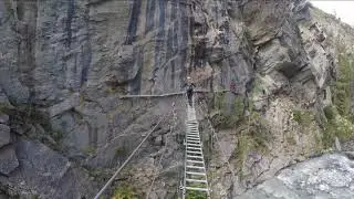 Climbing down Gorge Alpine Saas-Fee, Switzerland