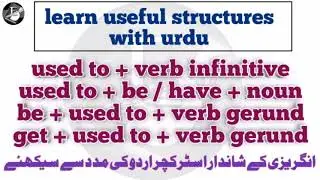 used to + 1st verb | used to + have, be +noun | be and get used to gerund |all uses of used to