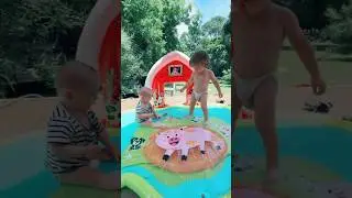One of our favorite summer activities this year! Farm splash pad! #farmlife #farmkids #momlife